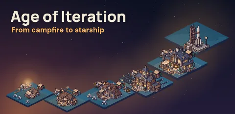 The feature graphic: a camp climbing to a launch complex under the title